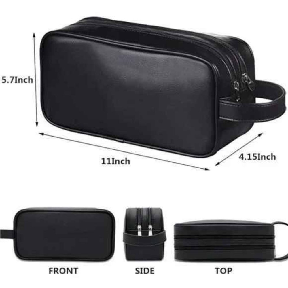 Soft Pu Leather Zipped Travel Toiletry Bag Mens Ladies Supply Toiletry Bag Case View 2